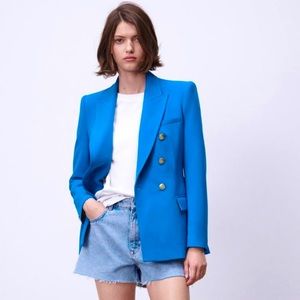 ZARA TAILORED DOUBLE-BREASTED BLAZER | Bluish